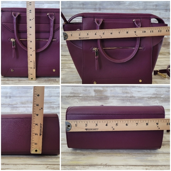 Danielle Nicole Regina Leather Crossbody Tote Handles Removable Strap Purple - Picture 12 of 12